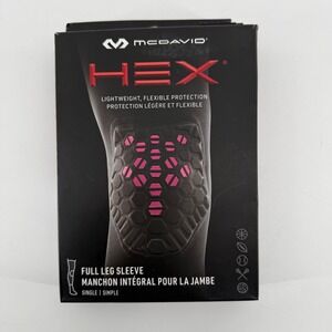 McDavid HEX Full Leg Sleeve Padded Knee Guard Black Pink Small Single 6446R